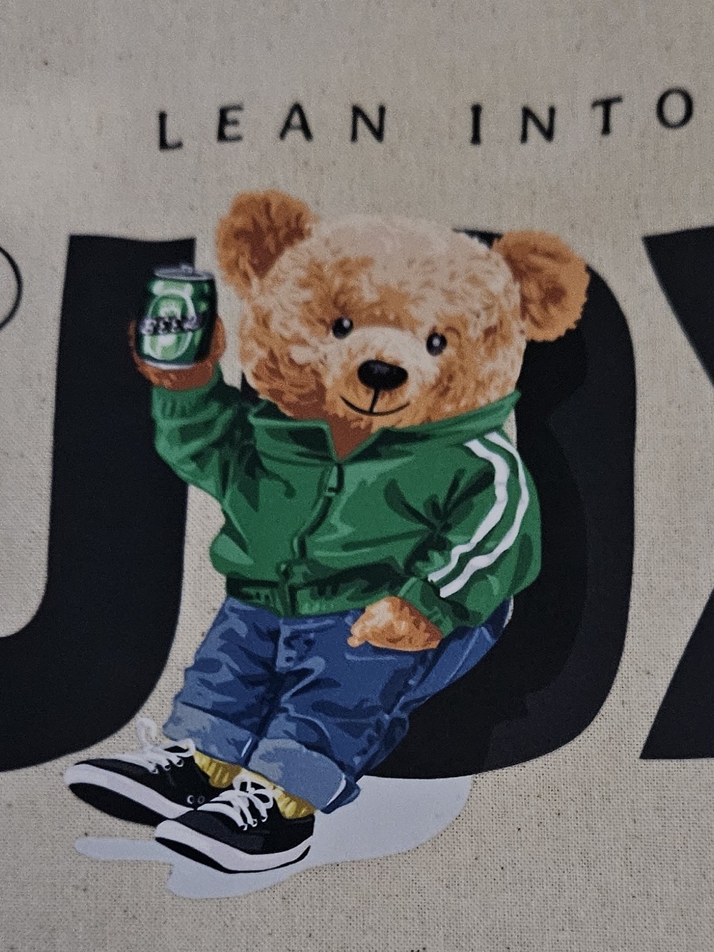 Two Teddy Bear Tote Bags One in Green and One in A Red Sports Car